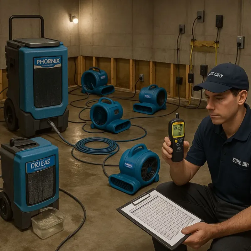 Structural Drying and Dehumidification process in Rockwood, MI